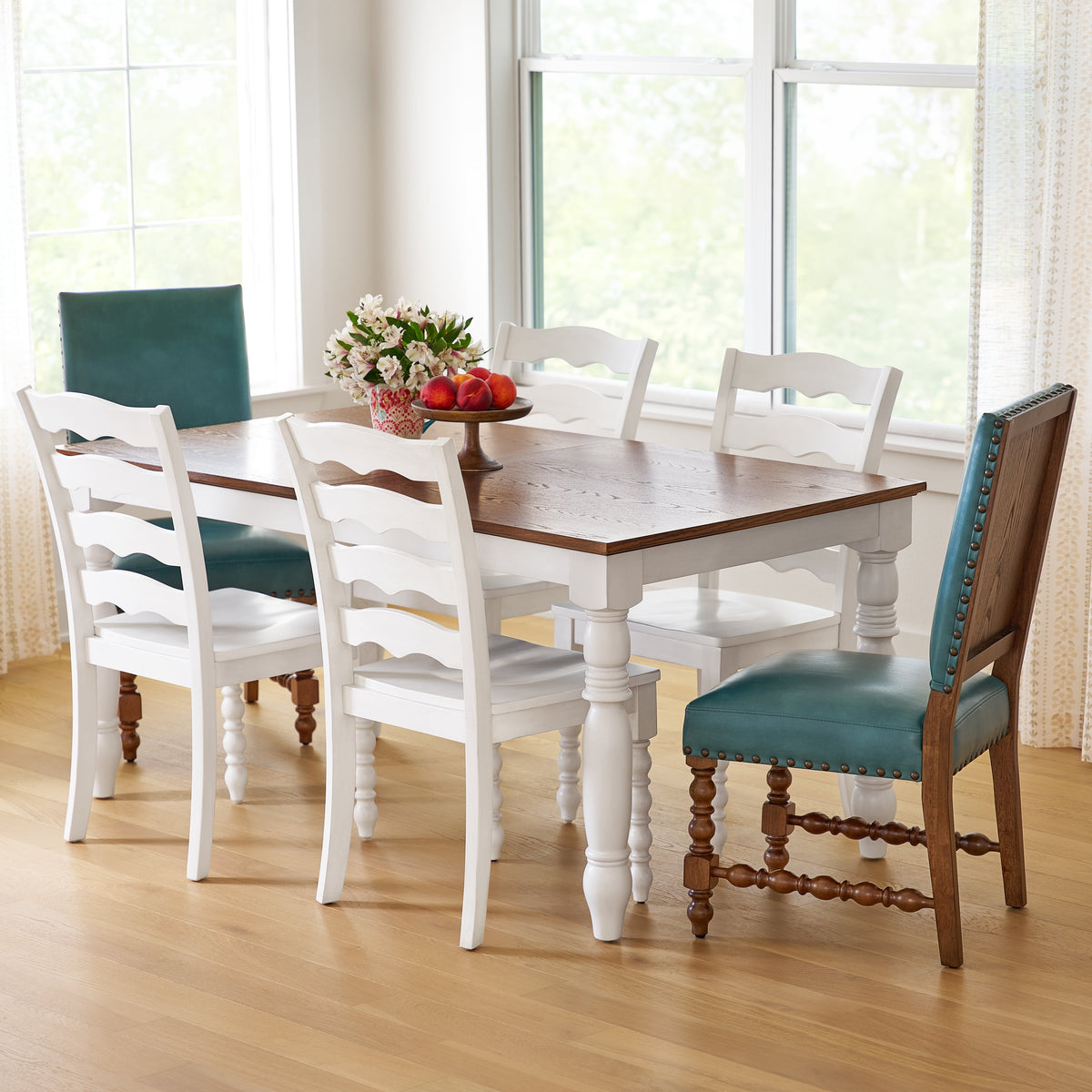 Harper Faux Leather Dining Chairs, Turquoise, Set of 2