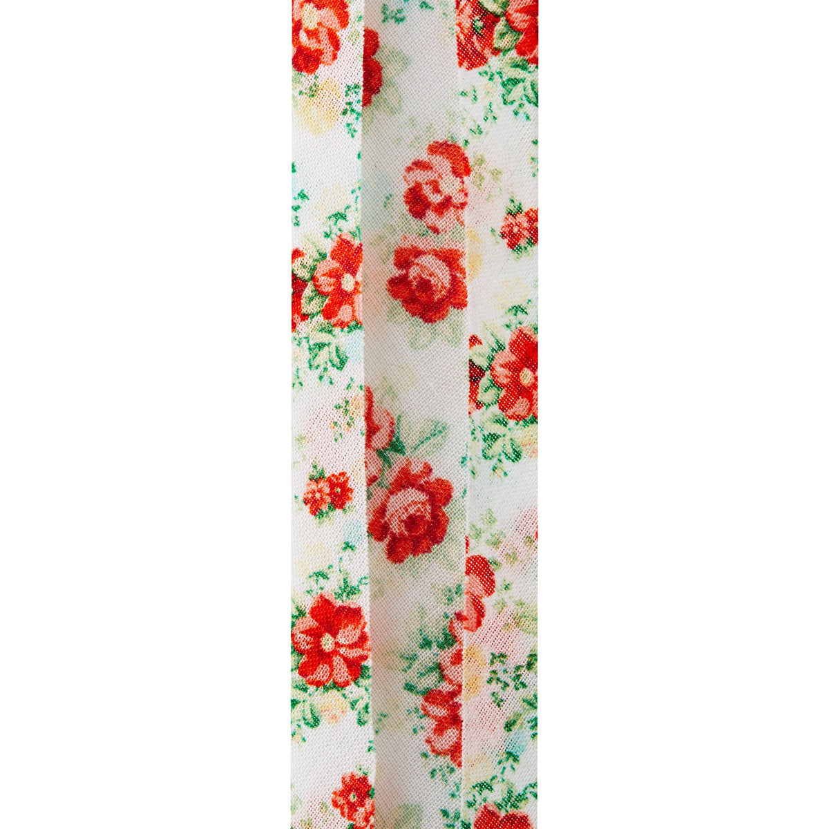 Vintage Floral White Double Fold Cotton Bias Tape Ribbon, 7/8" x 25 Yards