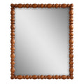 Harper Spindle Wood Decorative Wall Mirror, Beaded Turned Wood Mirror, Rustic Brown 24x30