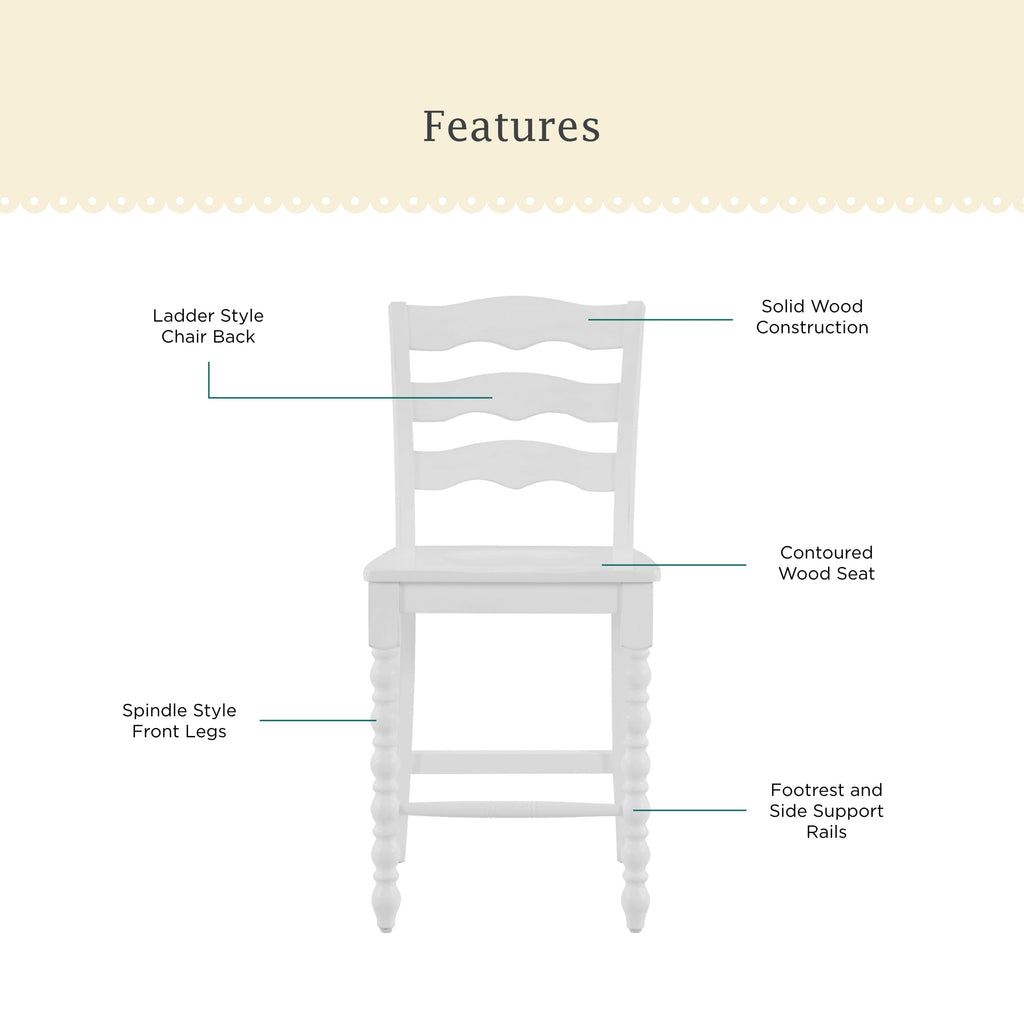 Harper Counter-height Wood Stools, 2 Pack, White