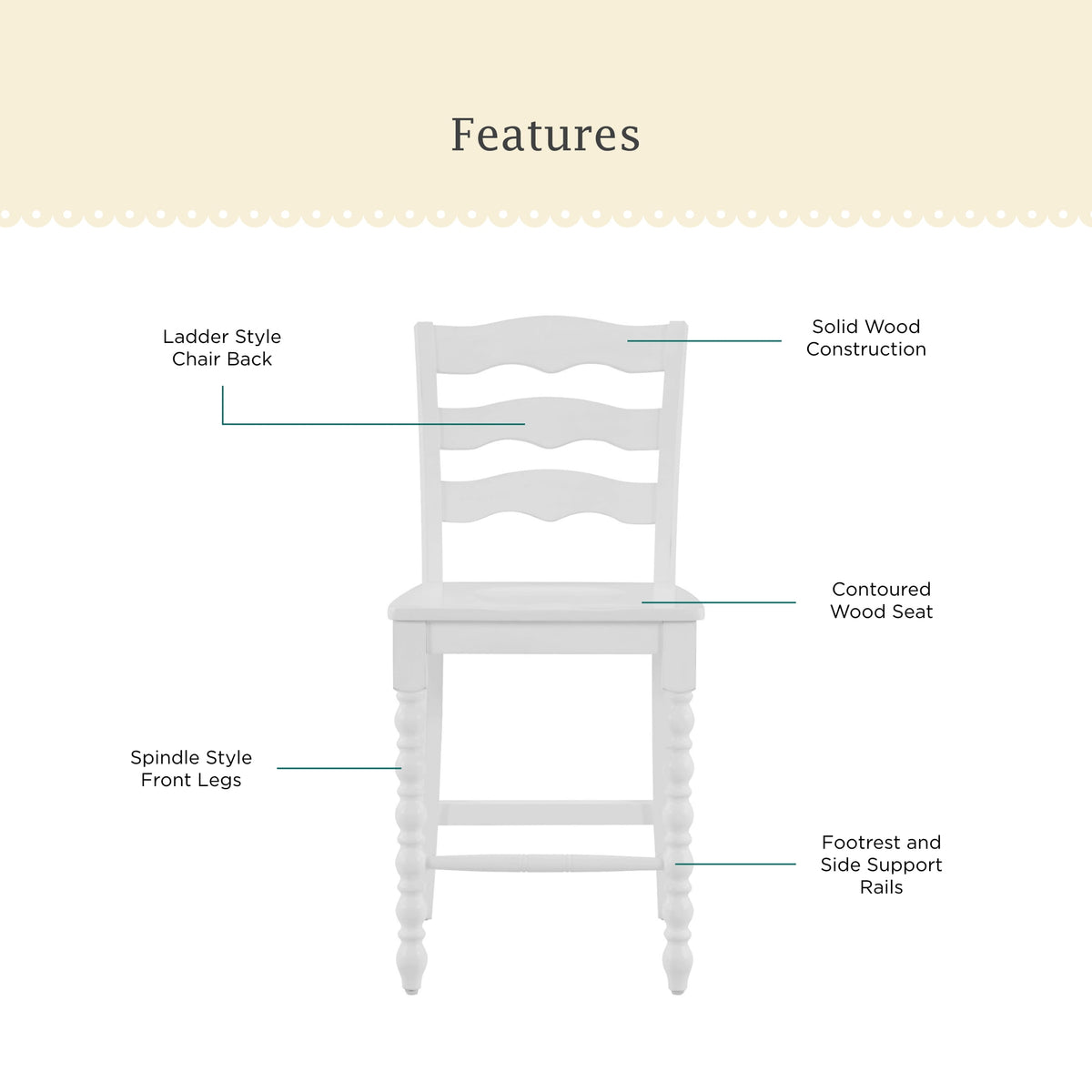 Harper Counter-height Wood Stools, 2 Pack, White
