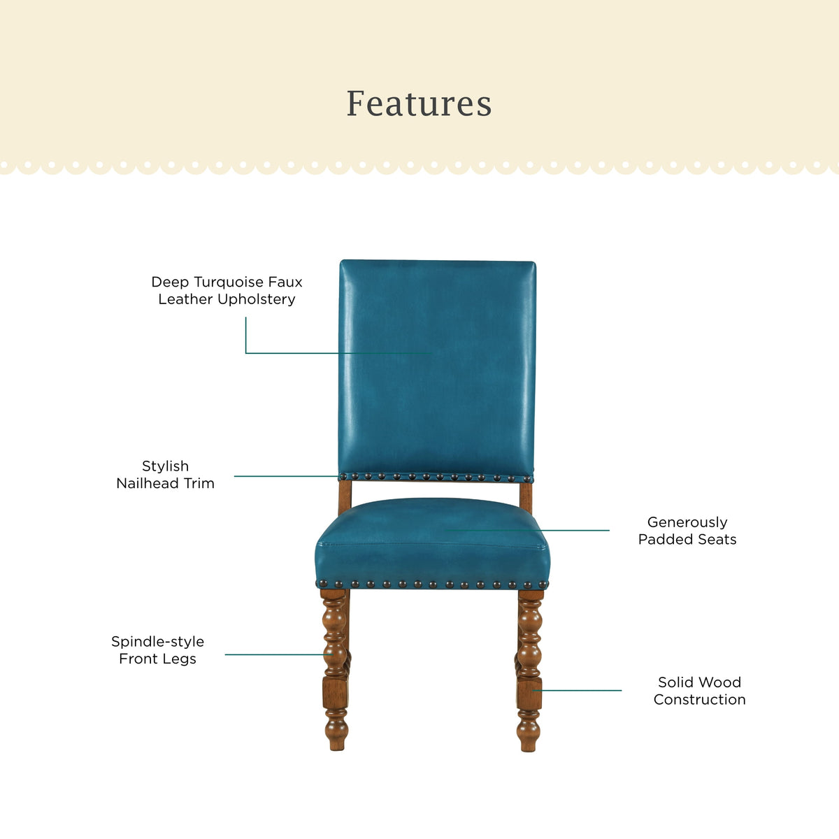 Harper Faux Leather Dining Chairs, Turquoise, Set of 2