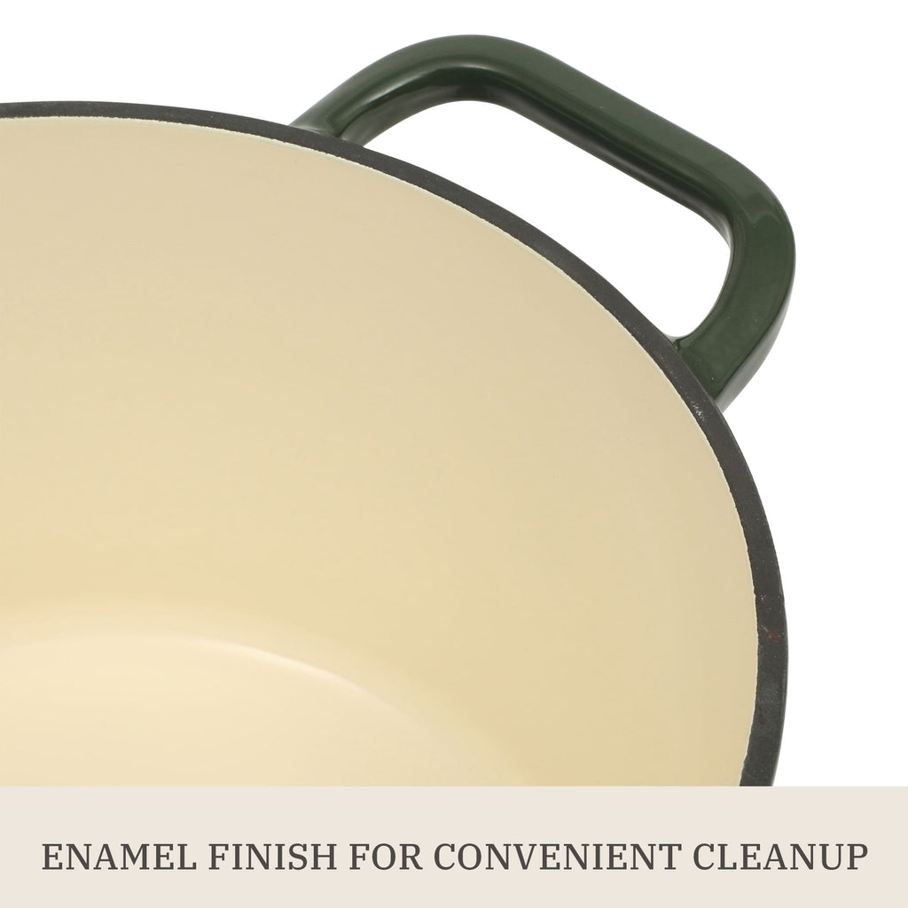5-Quart Enamel Cast Iron Dutch Oven with Lid, Dark Green - Rustic Home