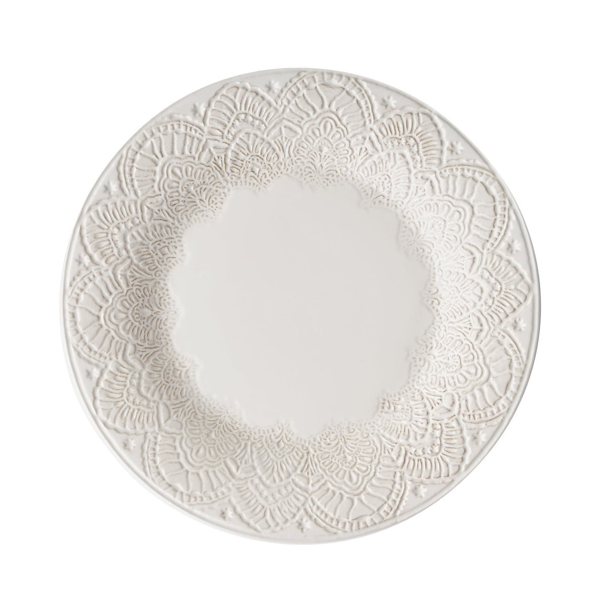 Vintage Lace 12-Piece Ceramic Dinnerware Set, Linen