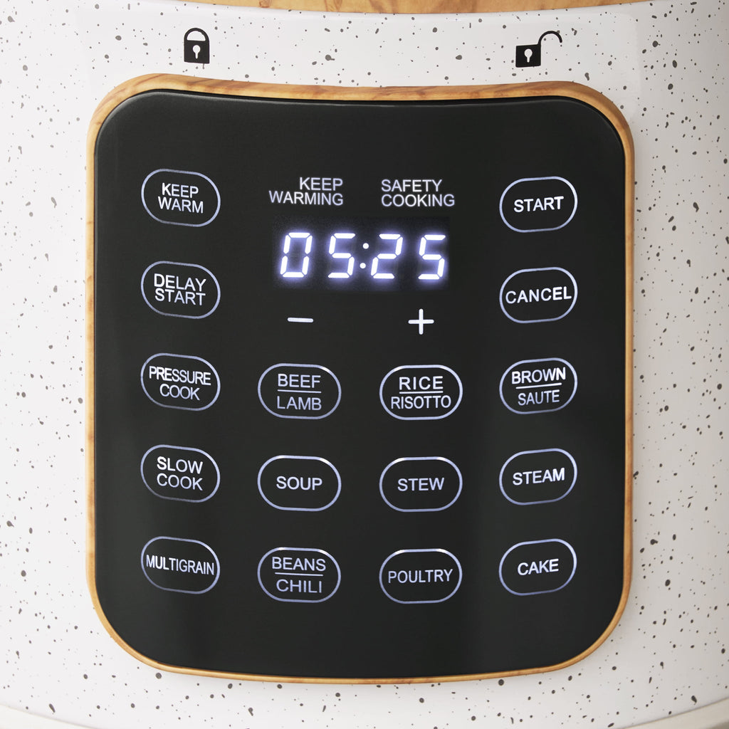 Linen Speckle 6-Quart Pressure Cooker with Touch Control Display