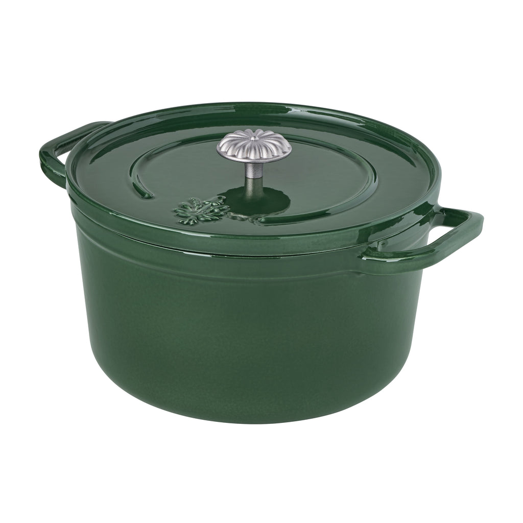 5-Quart Enamel Cast Iron Dutch Oven with Lid, Dark Green - Rustic Home