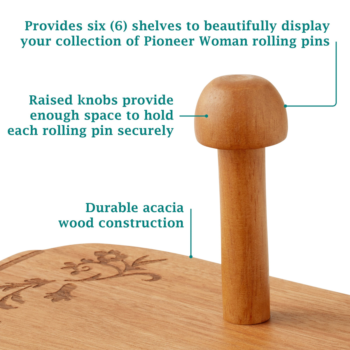 26-inch x 14-inch Wood Rolling Pin Rack