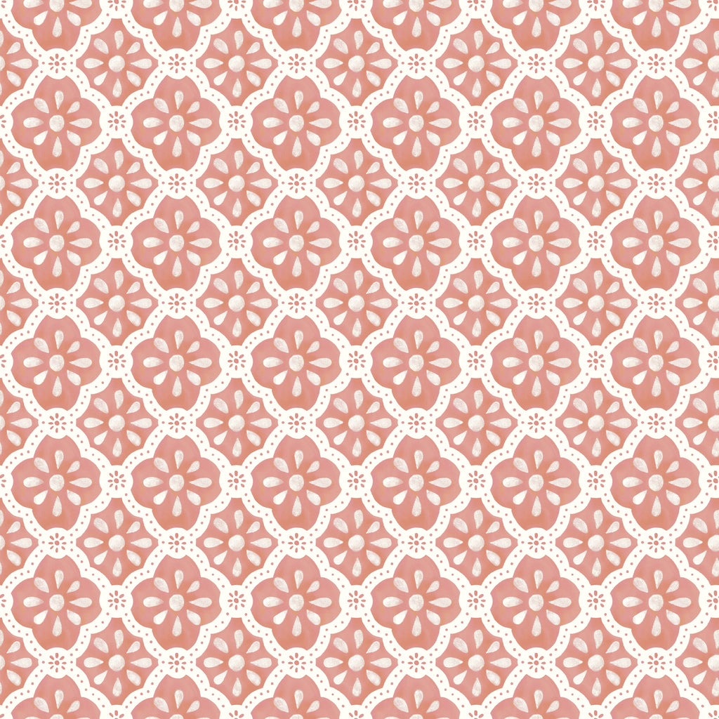 Pink Salmon Washy Trellis Peel & Stick Wallpaper, 18" x 18.86' - Rustic