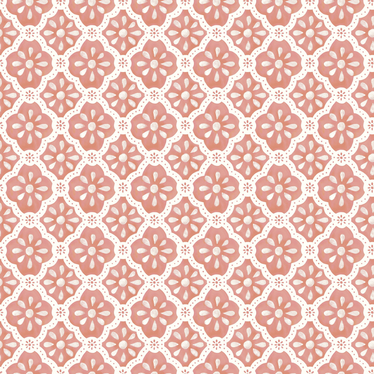 Pink Salmon Washy Trellis Peel & Stick Wallpaper, 18" x 18.86' - Rustic