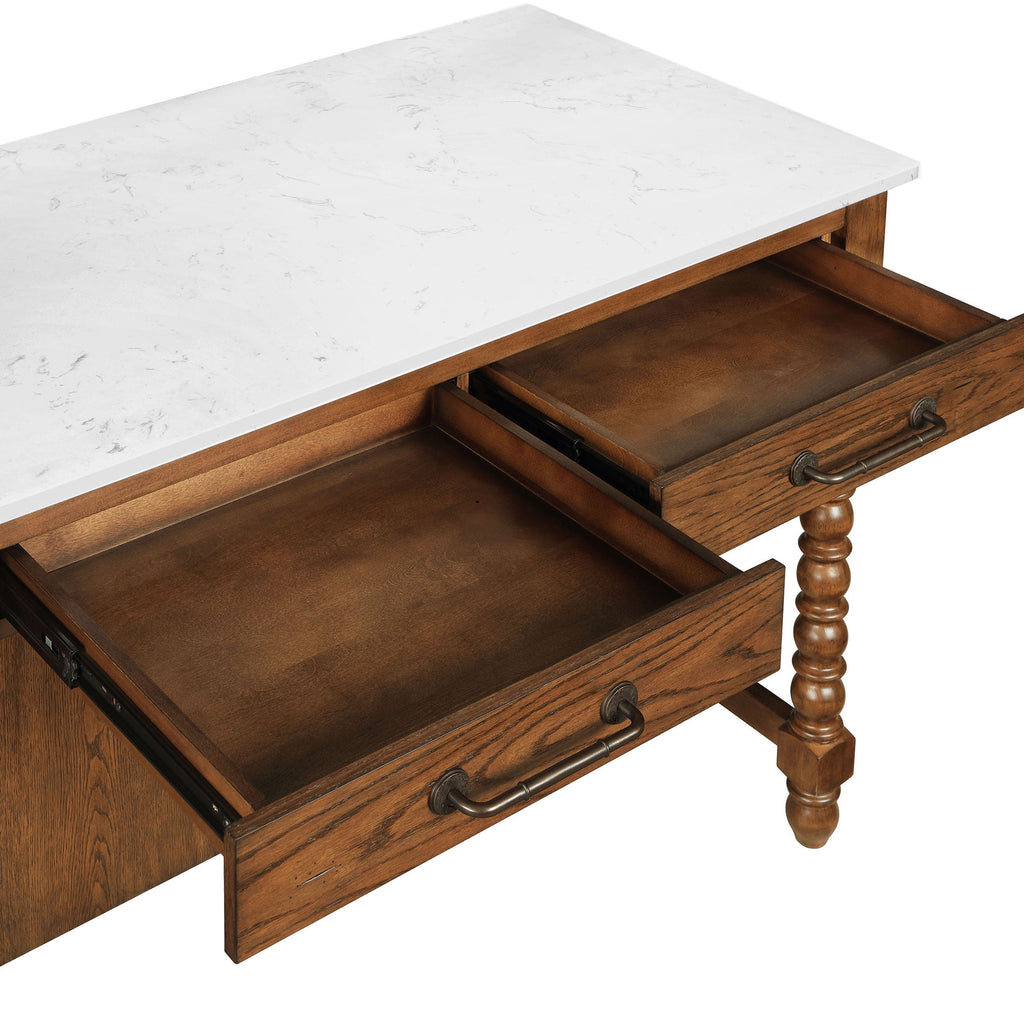 Harper Kitchen Island with Drawers, Homestead Brown