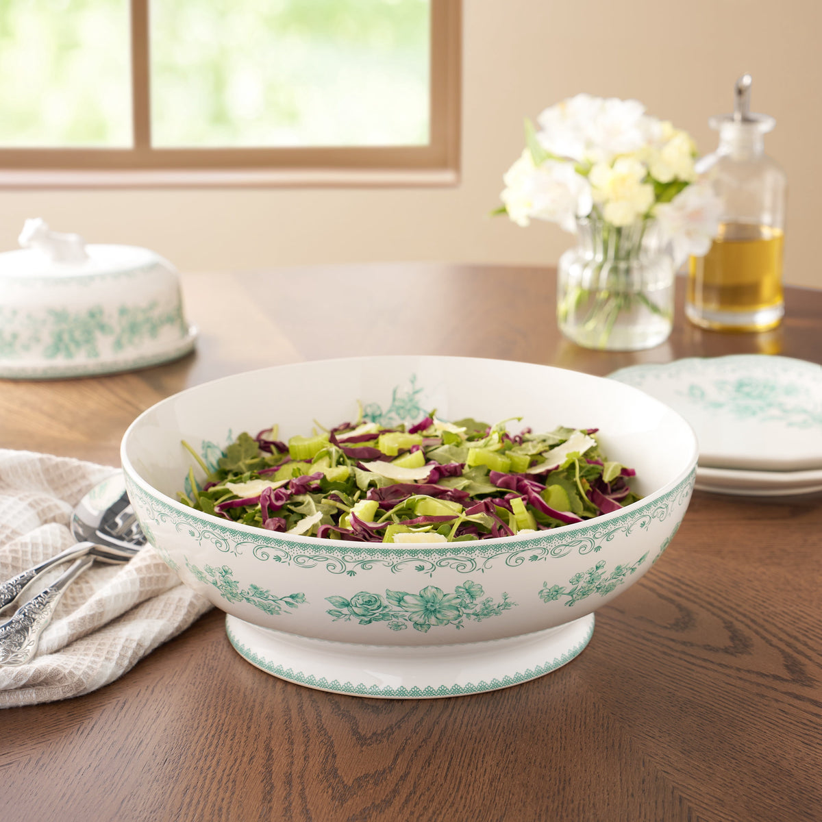 Agatha Stoneware 11-inch Serving Bowl, Green