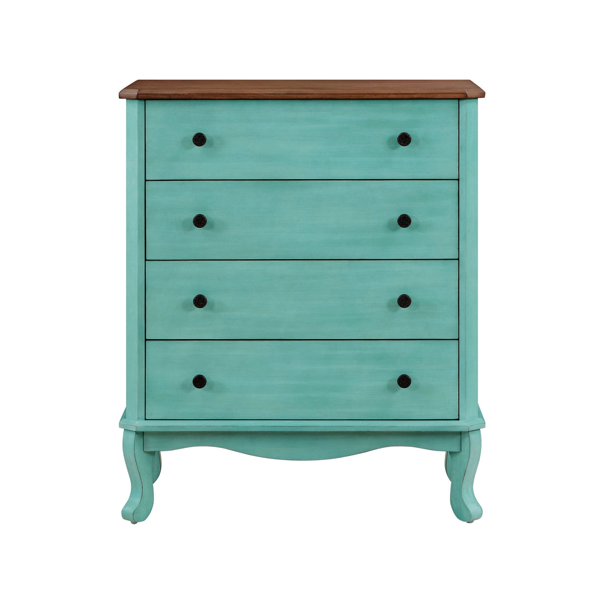 4-Drawer Dresser Solid Wood, Teal