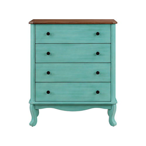 4-Drawer Dresser Solid Wood, Teal