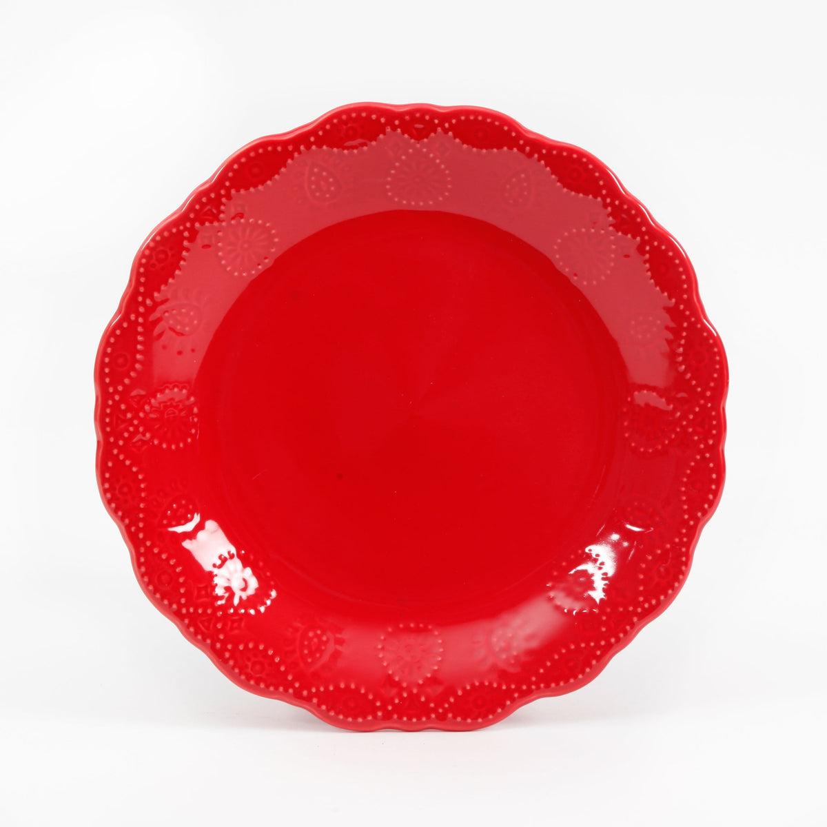Cowgirl Lace 12-Piece Dinnerware Set, Red