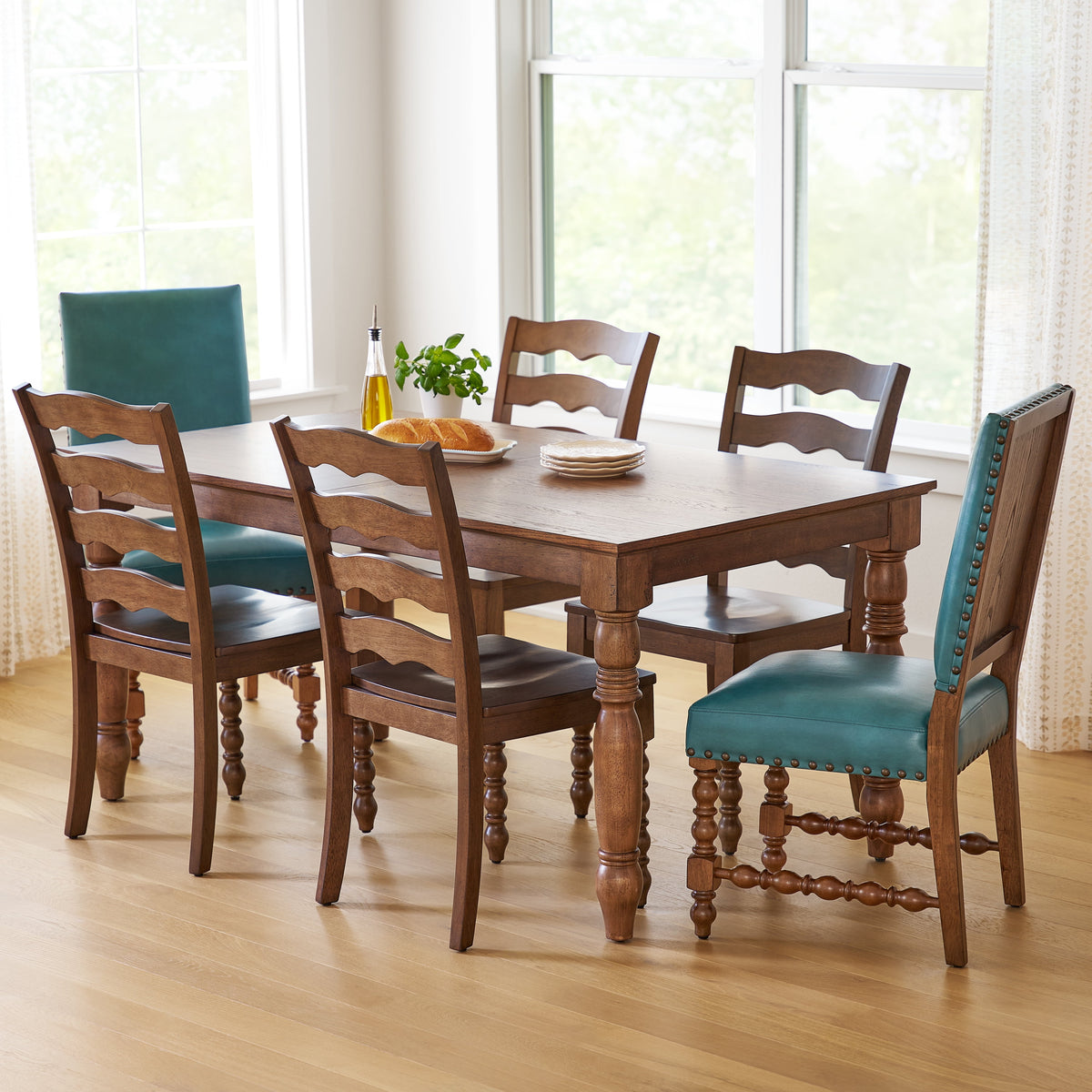 Harper Faux Leather Dining Chairs, Turquoise, Set of 2