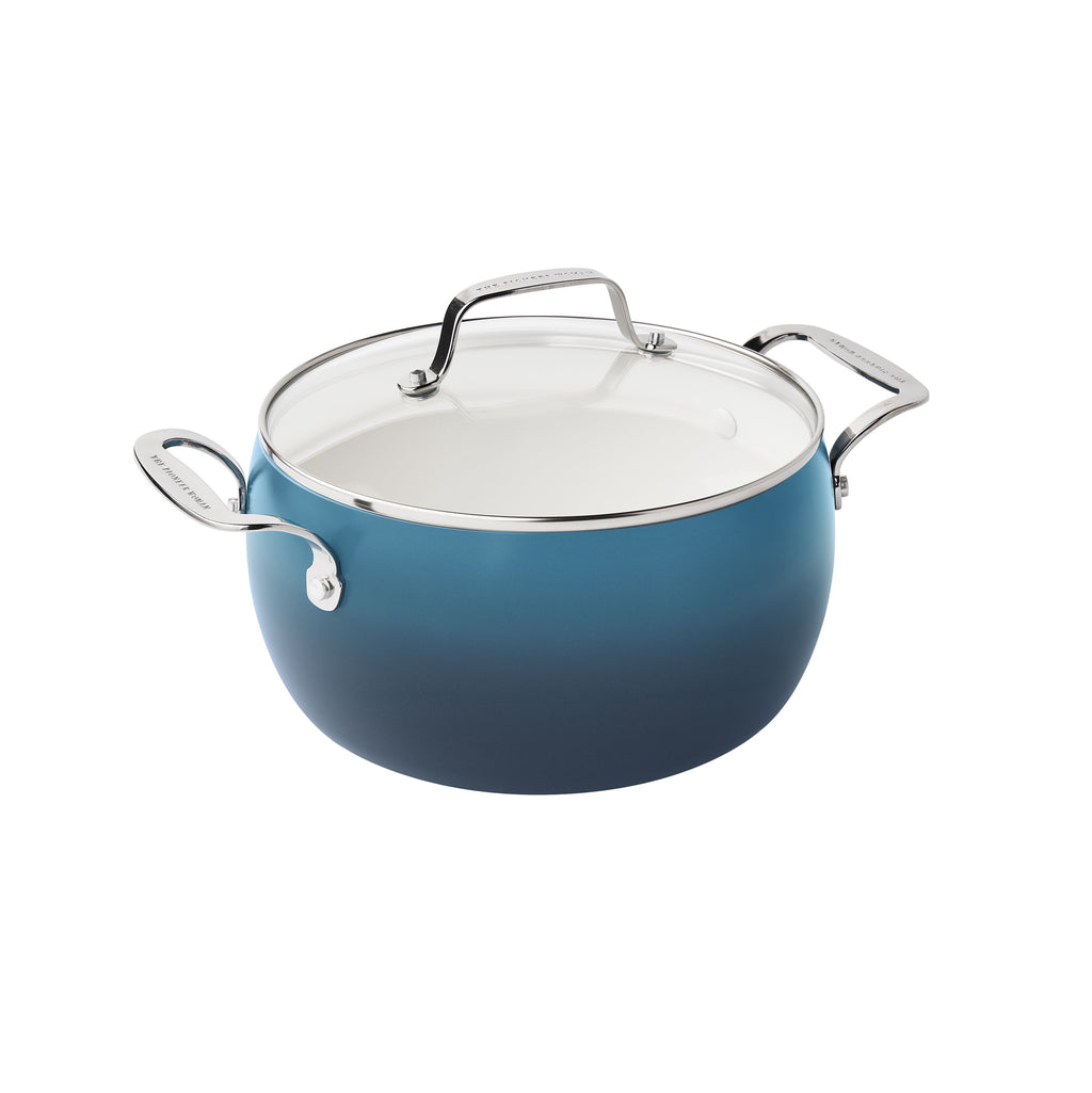 Harlow 15-Piece Cookware Set, Ceramic Nonstick Pots and Pans Set, Denim Blue